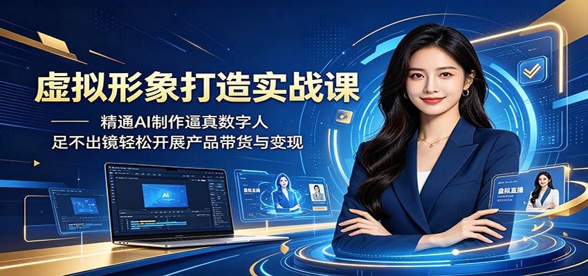 虚拟形象打造实战课:精通AI制作逼真数字人,足不出镜轻松开展产品带货与变现-木子聊项目