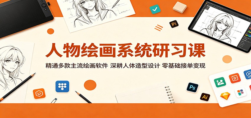 人物绘画系统研习课：精通多款主流绘画软件，深耕人体造型设计，零基础接单变现-木子聊项目