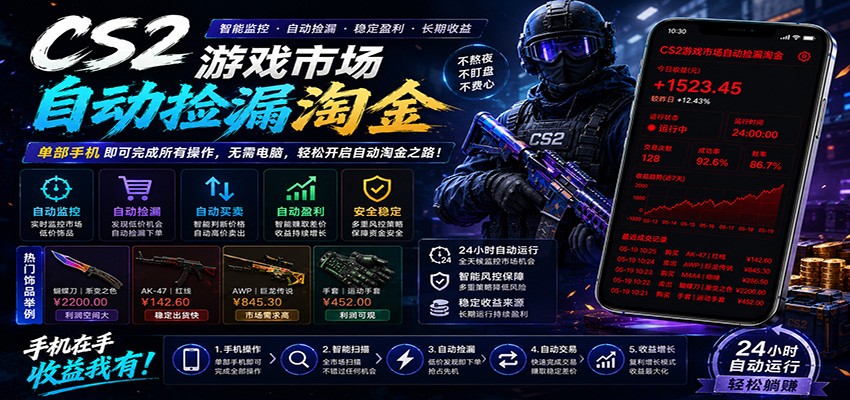 CSGO挂机捡漏项目通过利用游戏饰品交易机制，结合薄凉软件辅助捡漏，实现盈利-木子聊项目