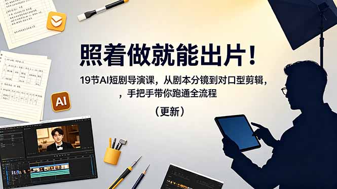 照着做就能出片！19节AI短剧导演课，从剧本分镜到对口型剪辑，手把手带你跑通全流程(更新-木子聊项目