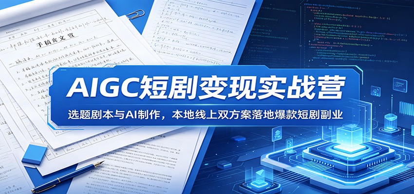 AIGC短剧变现实战营：选题剧本与AI制作，本地线上双方案落地爆款短剧副业-木子聊项目