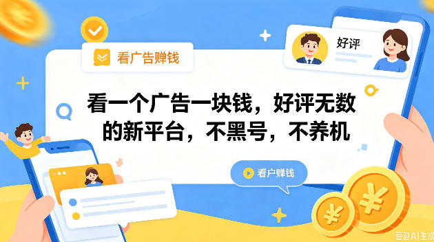 看一个广告一块钱，好评无数的新平台，不黑号，不养机，一撸几十块钱还是不错的【揭秘】-木子聊项目
