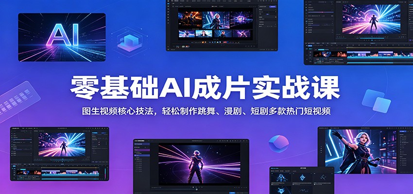 零基础AI成片实战课：图生视频核心技法，轻松制作跳舞、漫剧、短剧多款热门短视频-木子聊项目