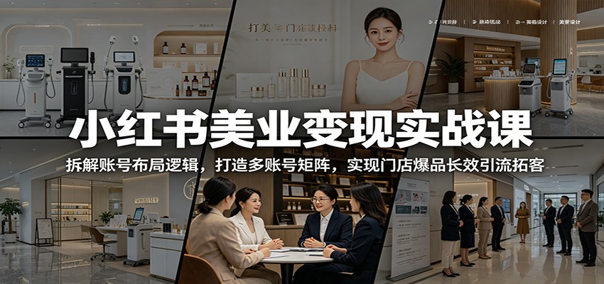 小红书美业变现实战课:拆解账号布局逻辑,打造多账号矩阵,实现门店爆品长效引流拓客-木子聊项目