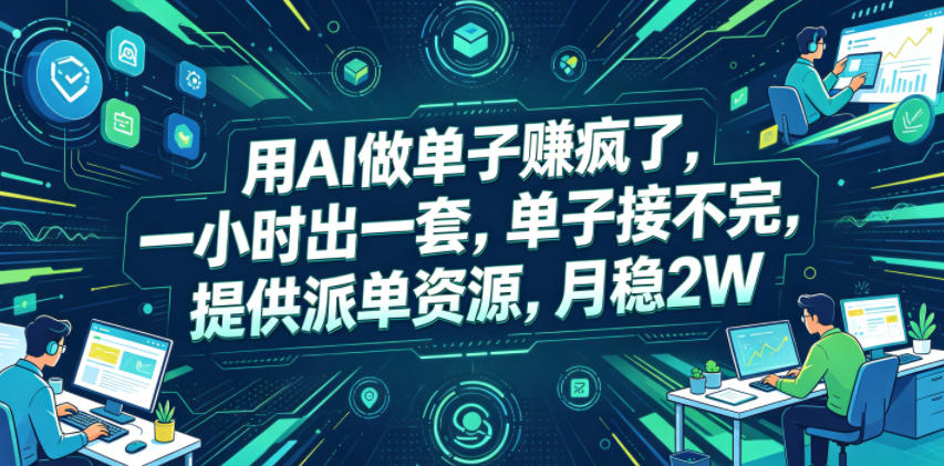 用AI做单子賺疯了，一小时出一套，单子接不完，提供派单资源，月稳2W【揭秘】-木子聊项目