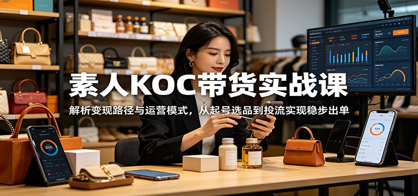 素人KOC带货实战课：解析变现路径与运营模式，从起号选品到投流实现稳步出单-木子聊项目
