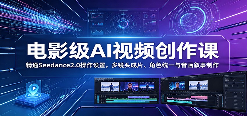 电影级AI视频创作课：精通Seedance2.0操作设置，多镜头成片、角色统一与音画叙事制作-木子聊项目