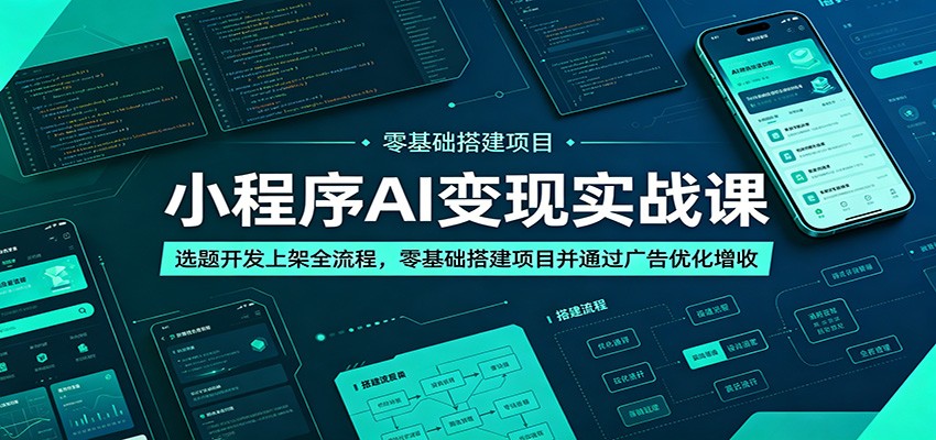 小程序AI变现实战课：选题开发上架全流程，零基础搭建项目并通过广告优化增收-木子聊项目