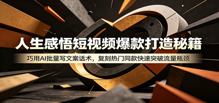 人生感悟短视频爆款打造秘籍：巧用A 批量写文案话术，复刻热门同款快速突破流量瓶颈-木子聊项目