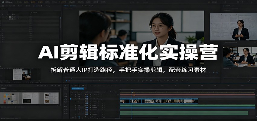AI剪辑标准化实操营：拆解普通人IP打造路径，手把手实操剪辑，配套练习素材-木子聊项目