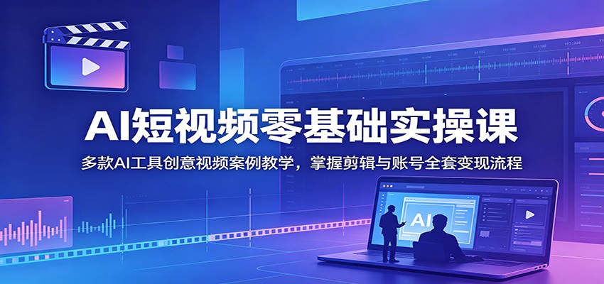 AI短视频零基础实操课：多款AI工具创意视频案例教学，掌握剪辑与账号全套变现流程-木子聊项目