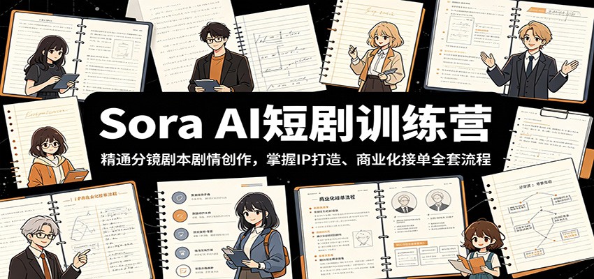 Sora AI短剧训练营：精通分镜剧本剧情创作，掌握IP打造、商业化接单全套流程-木子聊项目
