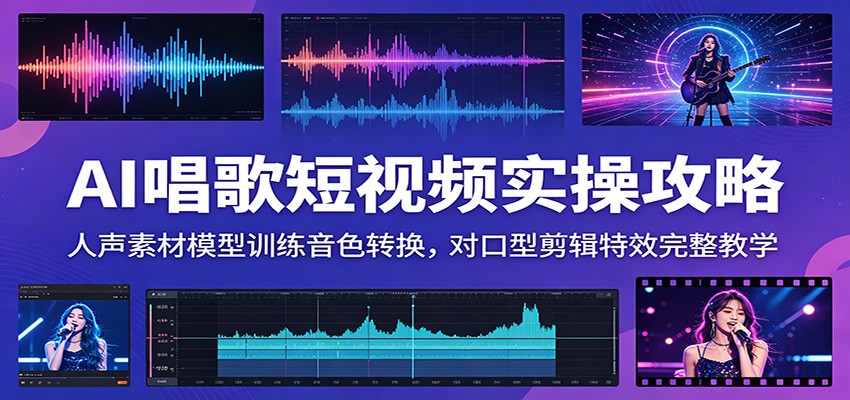 AI唱歌短视频实操攻略：人声素材模型训练音色转换，对口型剪辑特效完整教学-木子聊项目