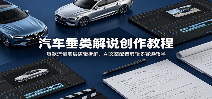 汽车垂类解说创作教程：爆款流量底层逻辑拆解，AI文案配音剪辑多赛道教学-木子聊项目