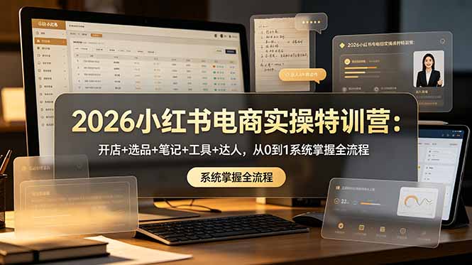 2026小红书电商实操特训营：开店+选品+笔记+工具+达人，从0到1系统掌握全流程-木子聊项目