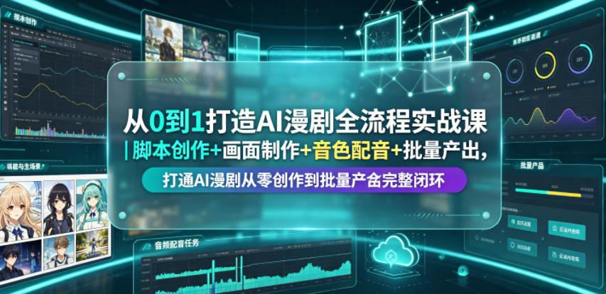 从0到1打造AI漫剧全流程实战课｜脚本创作+画面制作+音色配音+批量产出，打通AI漫剧从零创作到批量量产完整闭环-木子聊项目