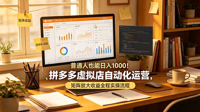 普通人也能日入 1000！拼多多虚拟店自动化运营，矩阵放大收益全程实操流程-木子聊项目