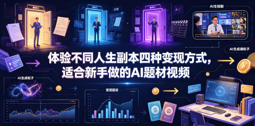 体验不同人生副本四种变现方式，适合新手做的AI题材视频-木子聊项目