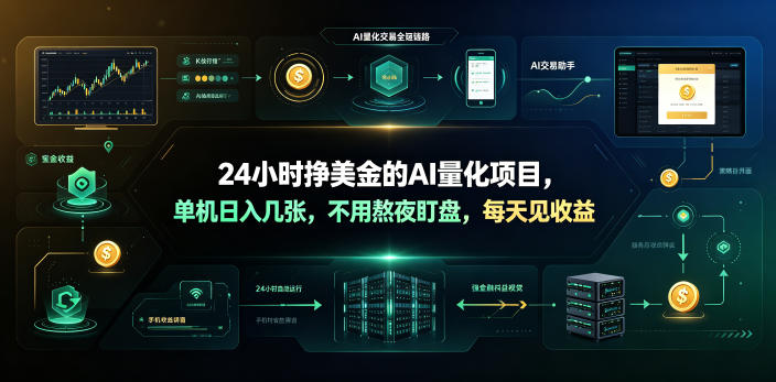 24小时挣美金的AI量化项目，单机日入几十美刀，不用熬夜盯盘，每天见收益【揭秘】-木子聊项目