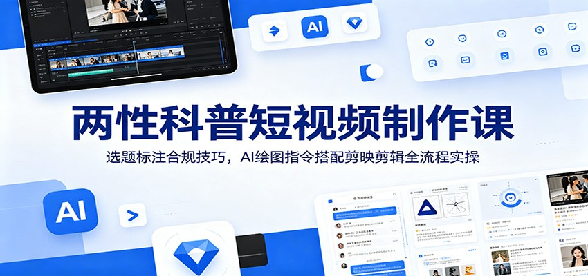 两性科普短视频制作课：选题标注合规技巧，AI绘图指令搭配剪映剪辑全流程实操-木子聊项目