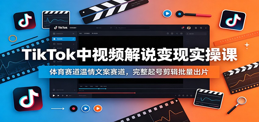 TikTok中视频解说变现实操课：体育赛道温情文案赛道，完整起号剪辑批量出片-木子聊项目
