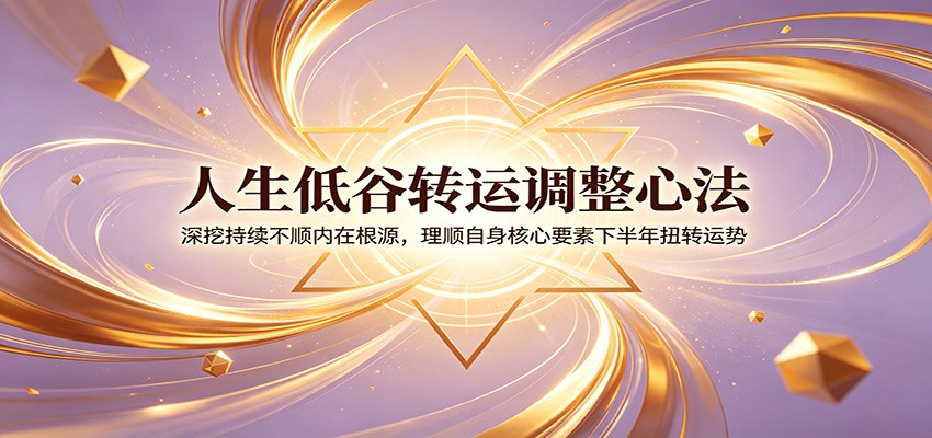人生低谷转运调整心法：深挖持续不顺内在根源，理顺自身核心要素下半年扭转运势-木子聊项目