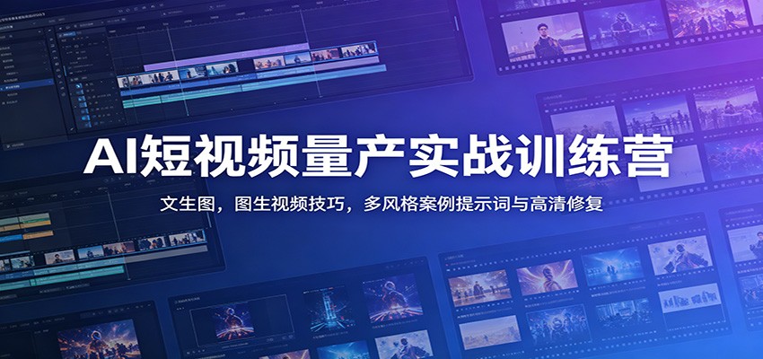AI短视频量产实战训练营：文生图，图生视频技巧，多风格案例提示词与高清修复-木子聊项目