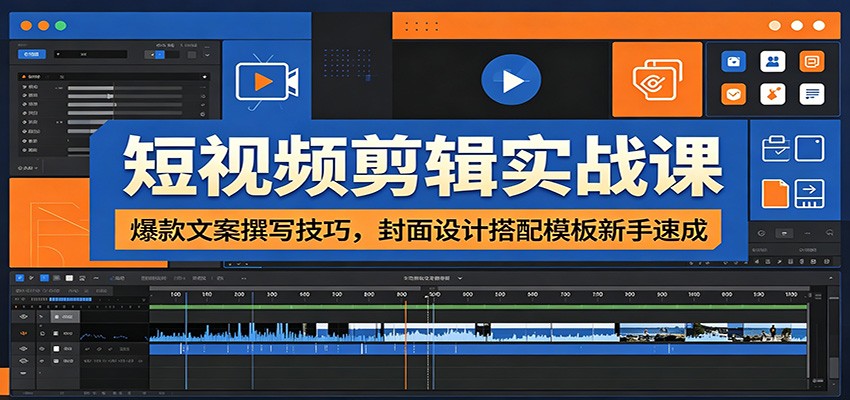 短视频剪辑实战课：爆款文案撰写技巧，封面设计搭配模板新手速成-木子聊项目