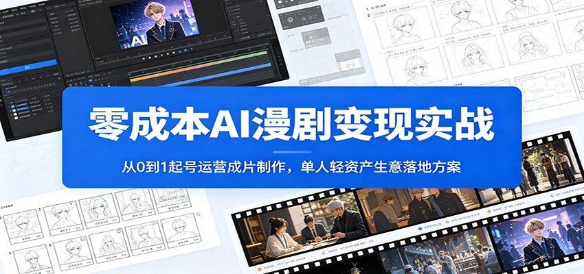 零成本AI漫剧变现实战：从0到1起号运营成片制作，单人轻资产生意落地方案-木子聊项目