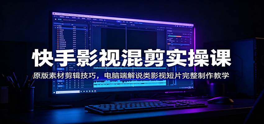 快手影视混剪实操课：原版素材剪辑技巧，电脑端解说类影视短片完整制作教学-木子聊项目