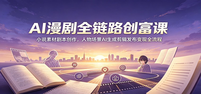 AI漫剧全链路创富课：小说素材剧本创作，人物场景AI生成剪辑发布变现全流程-木子聊项目