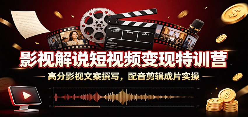 影视解说短视频变现特训营：高分影视文案撰写，配音剪辑成片实操-木子聊项目