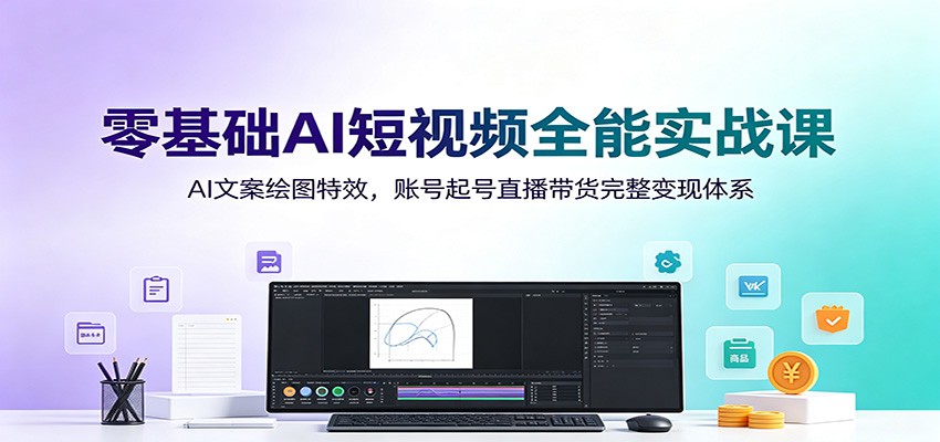 零基础AI短视频全能实战课：AI文案绘图特效，账号起号直播带货完整变现体系-木子聊项目