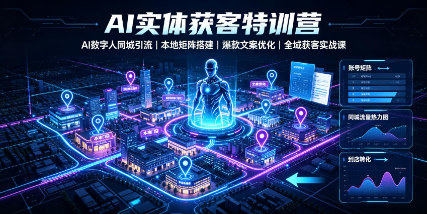 AI实体获客特训营｜AI数字人同城引流、本地矩阵搭建、爆款文案优化全域获客实战课-木子聊项目