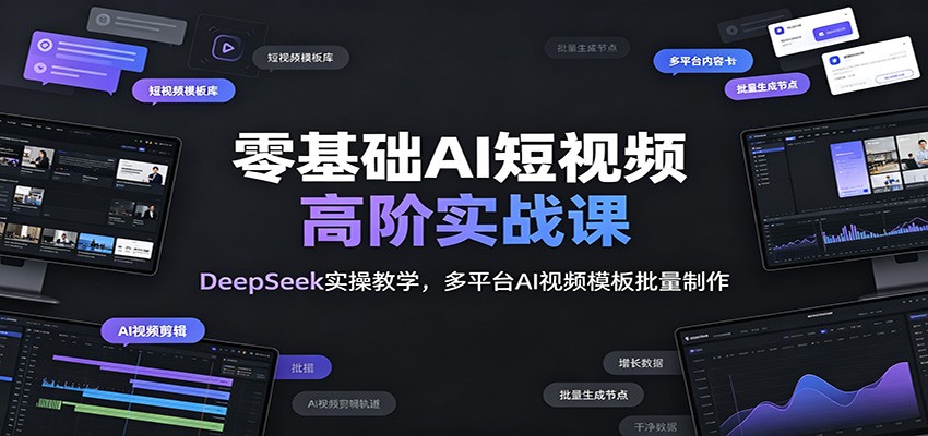 零基础AI短视频高阶实战课：DeepSeek实操教学，多平台AI视频模板批量制作-木子聊项目