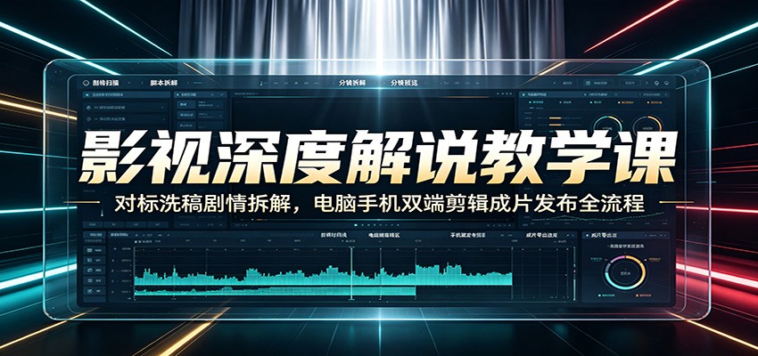 影视深度解说教学课：对标洗稿剧情拆解，电脑手机双端剪辑成片发布全流程-木子聊项目