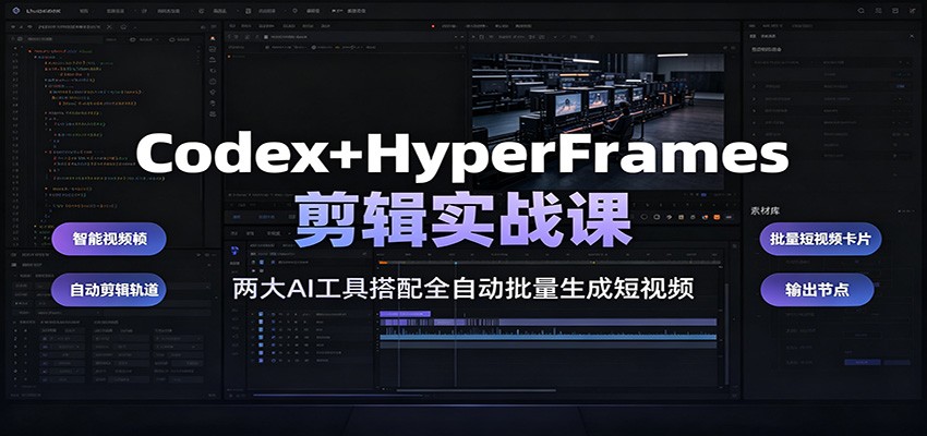 Codex+HyperFrames剪辑实战课：两大AI工具搭配全自动批量生成短视频-木子聊项目