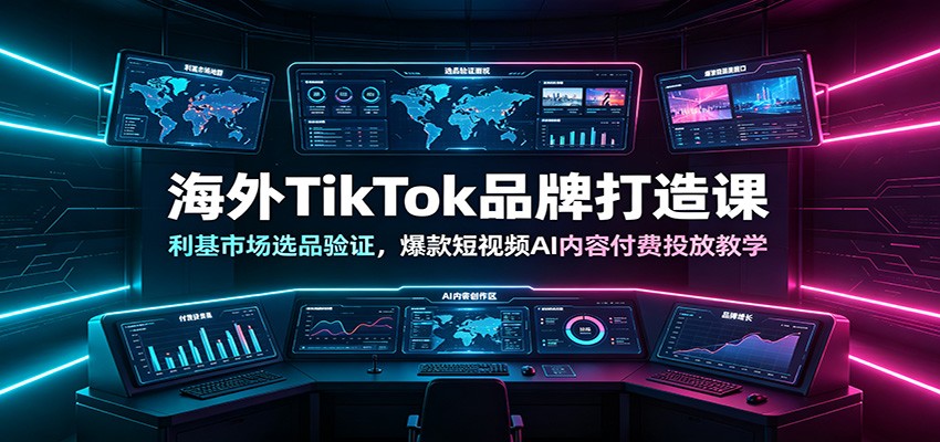 海外TikTok品牌打造课：利基市场选品验证，爆款短视频AI内容付费投放教学-木子聊项目
