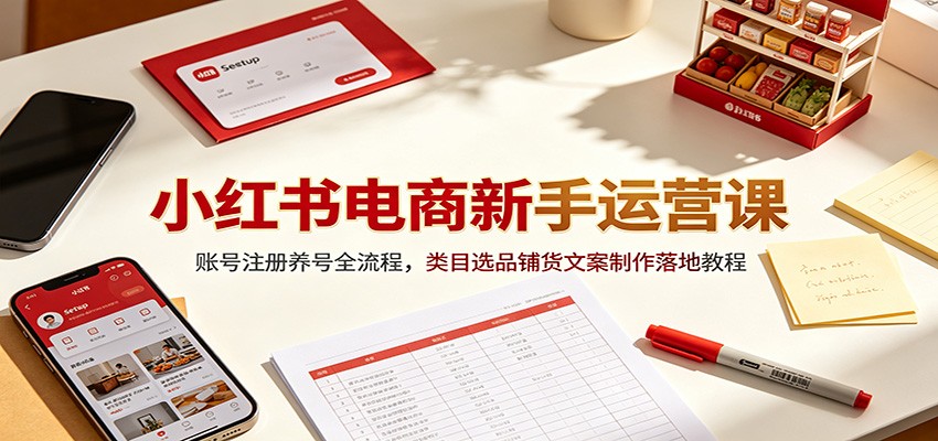 小红书电商新手运营课：账号注册养号全流程，类目选品铺货文案制作落地教程-木子聊项目