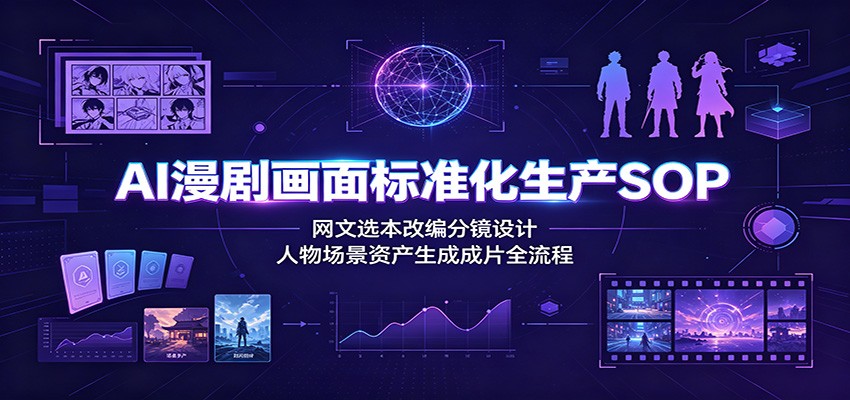 AI漫剧画面标准化生产SOP：网文选本改编分镜设计，人物场景资产生成成片全流程-木子聊项目