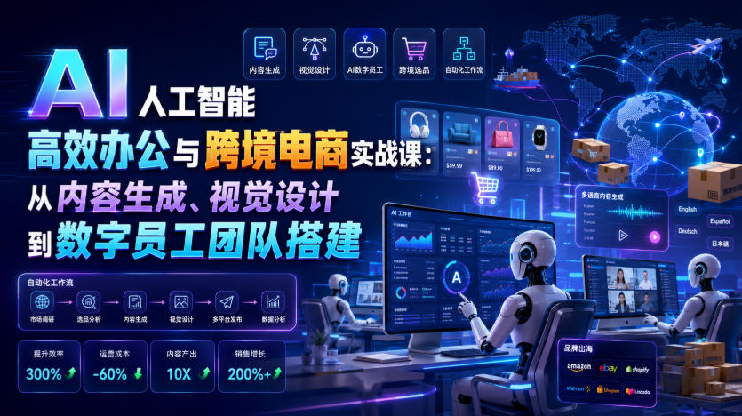 AI人工智能高效办公与跨境电商实战课：从内容生成、视觉设计到数字员工团队搭建-木子聊项目