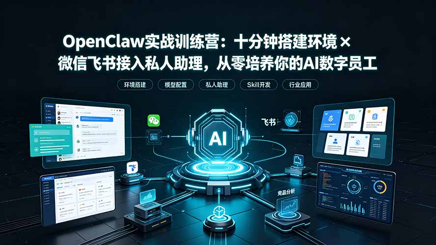 OpenClaw实战特训营：十分钟搭建环境×微信飞书接入私人助理，从零培养你的AI数字员工-木子聊项目