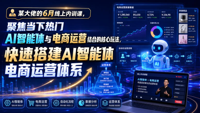 某大佬的6月线上内训课，聚焦当下热门AI智能体与电商运营结合的核心玩法，快速搭建AI智能体电商运营体系-木子聊项目