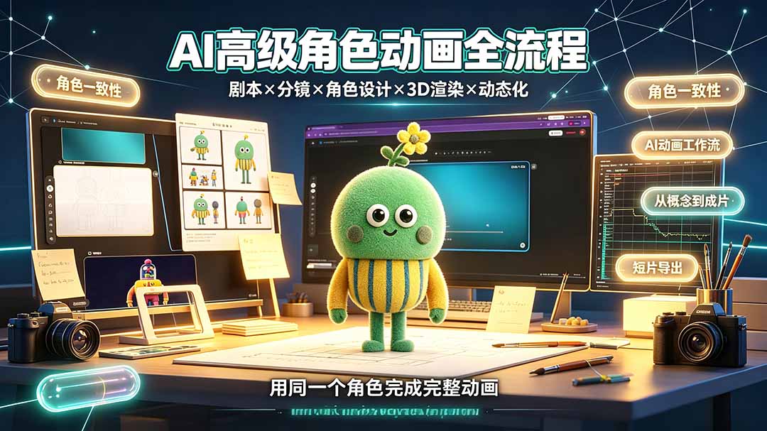 AI高级角色动画全流程：剧本×分镜×角色设计×3D渲染×动态化，从概念到成片一站式教学-木子聊项目