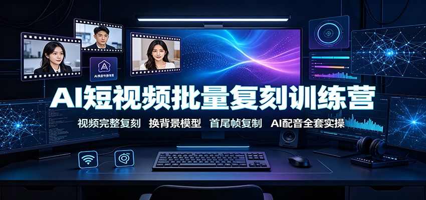 AI短视频批量复刻训练营：视频完整复刻，换背景模型、首尾帧复制、AI配音全套实操-木子聊项目