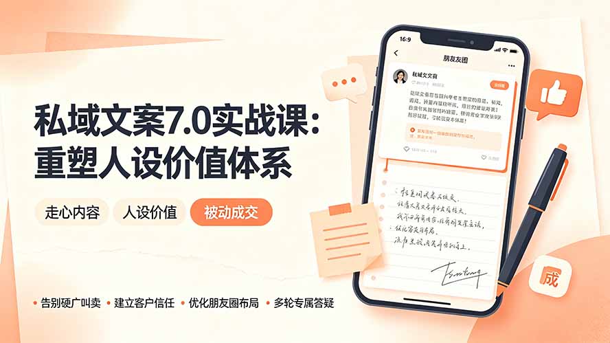 私域文案实战课7.0：重塑人设价值体系｜-告别硬广推销×走心内容×自我价值塑造，实现被动成交-木子聊项目