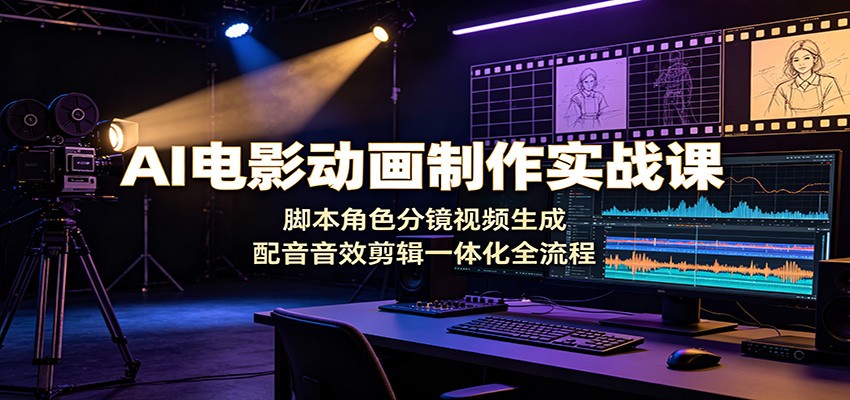 AI电影动画制作实战课：脚本角色分镜视频生成，配音音效剪辑一体化全流程-木子聊项目