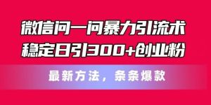微信问一问暴力引流术，稳定日引300+创业粉，最新方法，条条爆款【揭秘】-木子聊项目