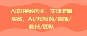 AI短视频创业，实体流量实战，AI/短视频/直播/私域/团队-木子聊项目