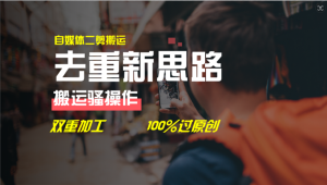 (11682期)去重新思路,详细教你自媒体视频二剪搬运技术,自己加工双重去重100%过…-木子聊项目